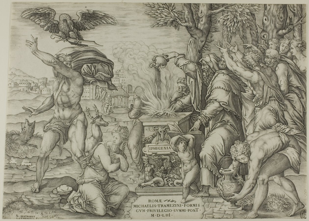 Het offer van Iphigenia door Nicolas Beatrizet