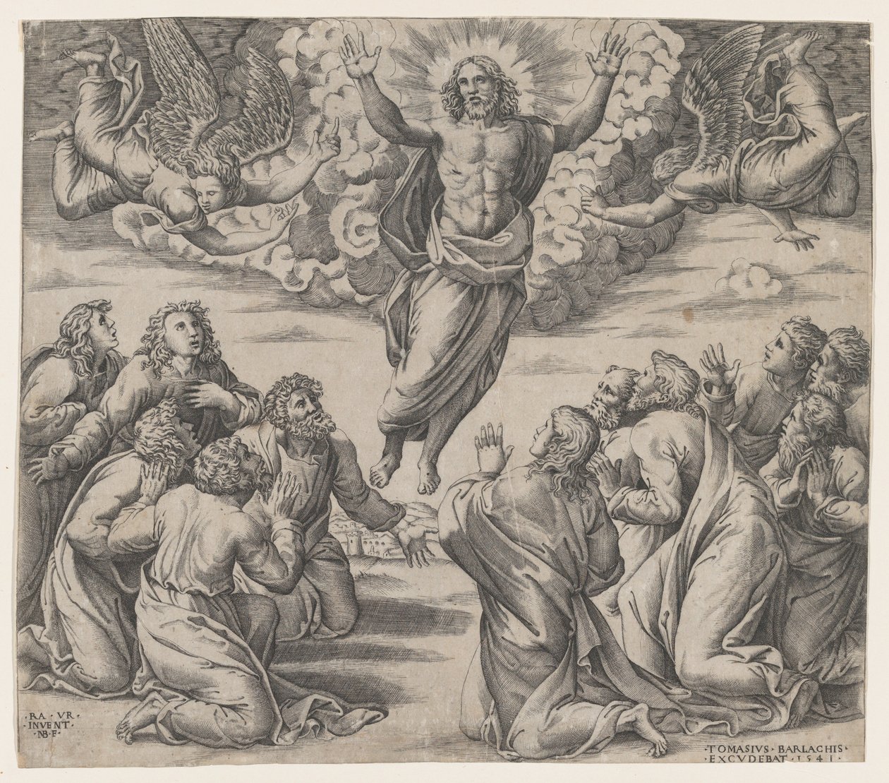 De Transfiguratie, na Raphael door Nicolas Beatrizet