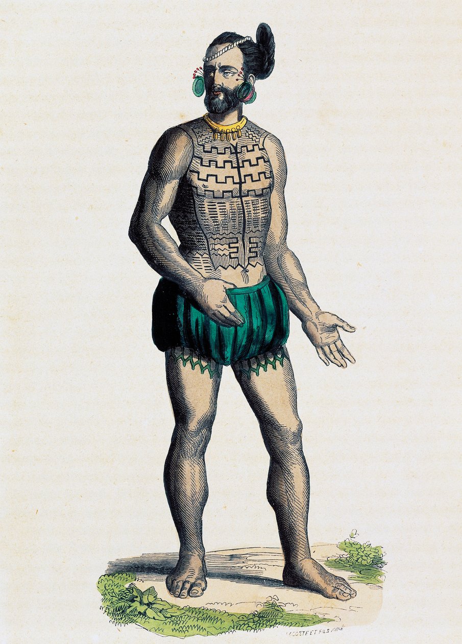 Inboorling van Romanzoff Archipel (Oceanië) door Nicolas Dally