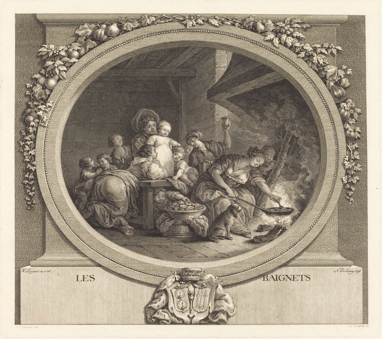 De beignets door Nicolas Delaunay after Jean Honoré Fragonard