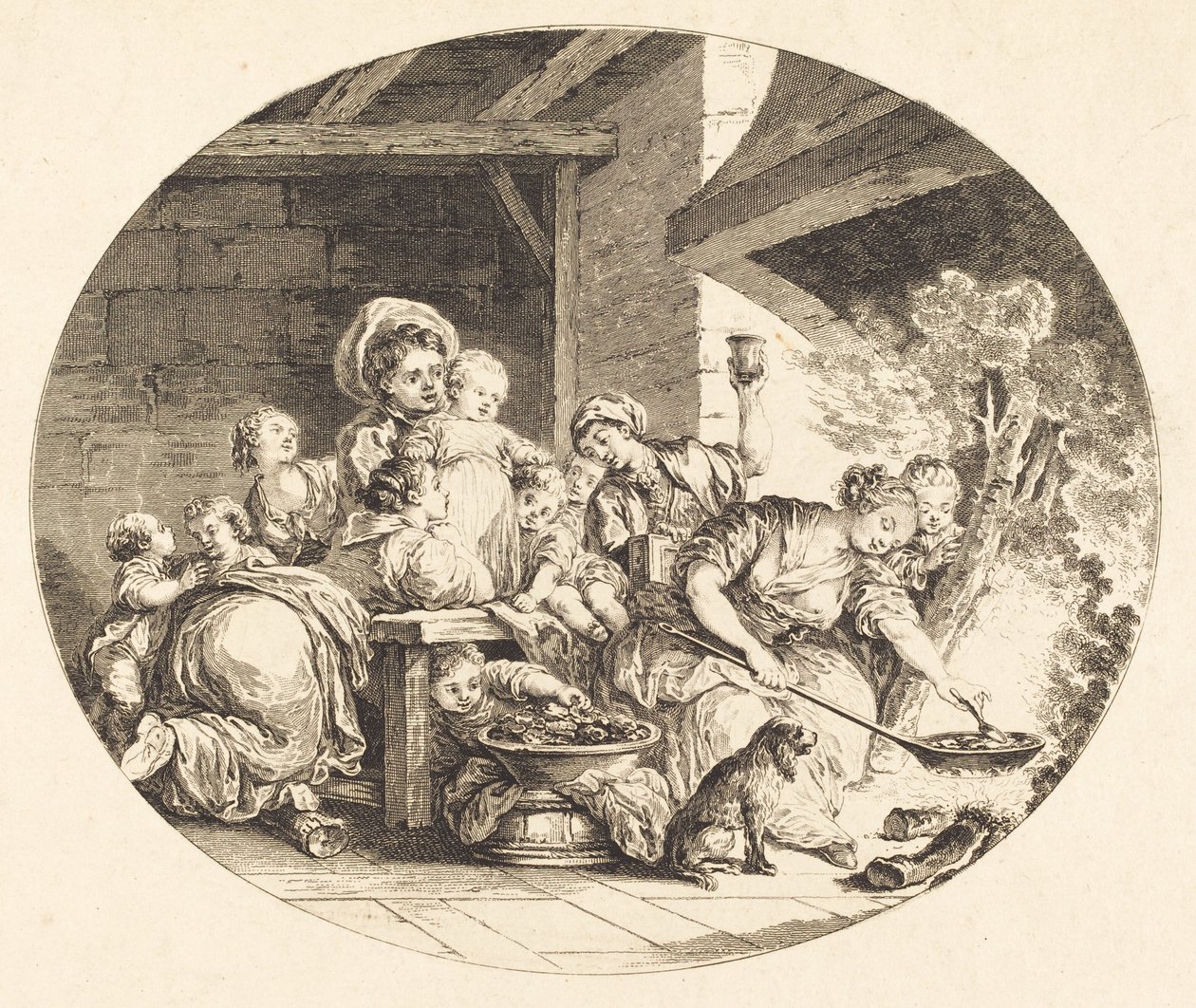 De Beignets door Nicolas Delaunay after Jean Honoré Fragonard