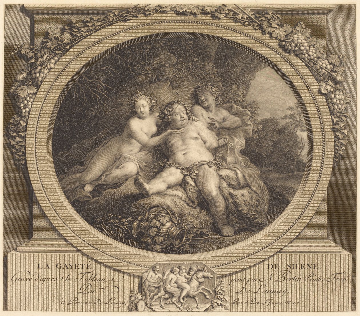De vrolijkheid van Silenus door Nicolas Delaunay after Nicolas Bertin
