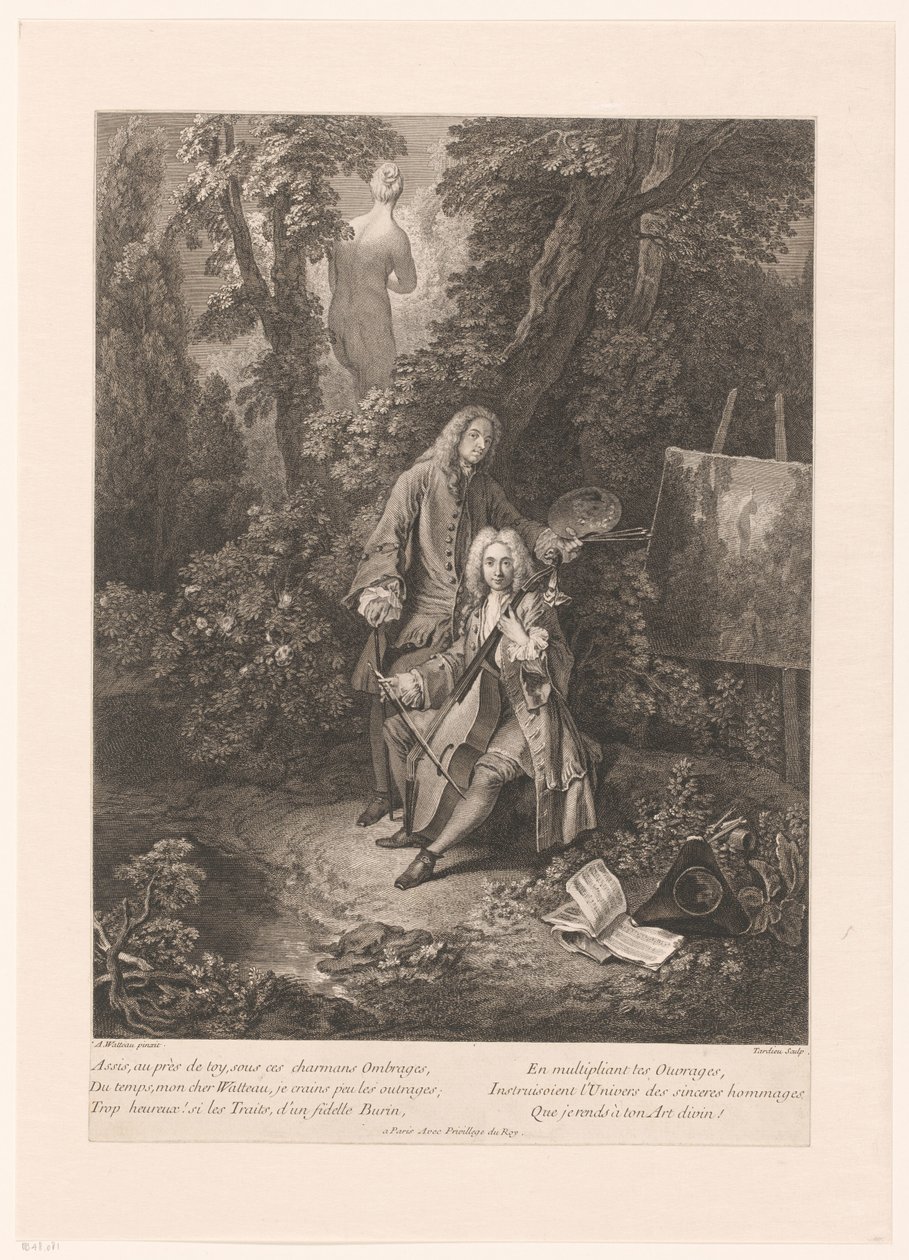 Twee galante mannen in een parklandschap door Nicolas Henri Tardieu