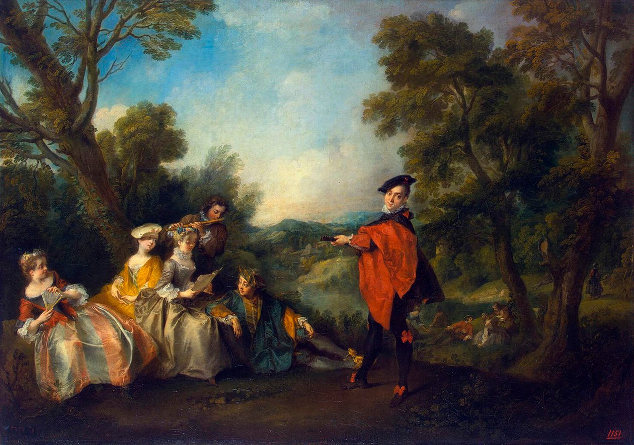 Concert in het park, 1720-1743 door Nicolas Lancret