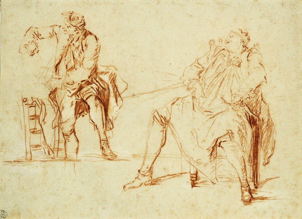 Studies van twee mannen door Nicolas Lancret