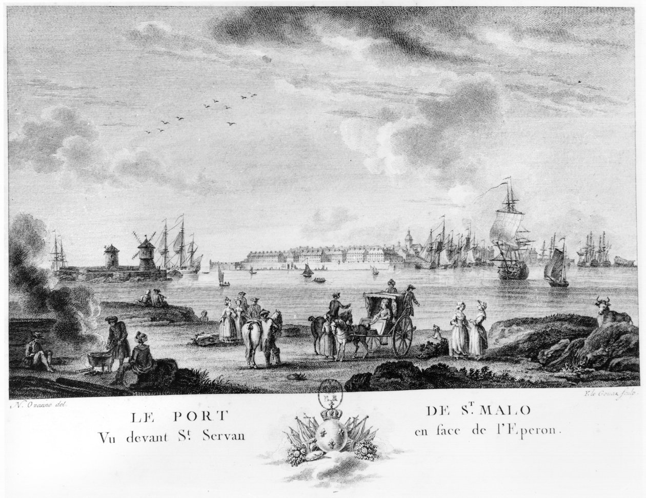 Uitzicht op St. Malo door Nicolas Marie Ozanne
