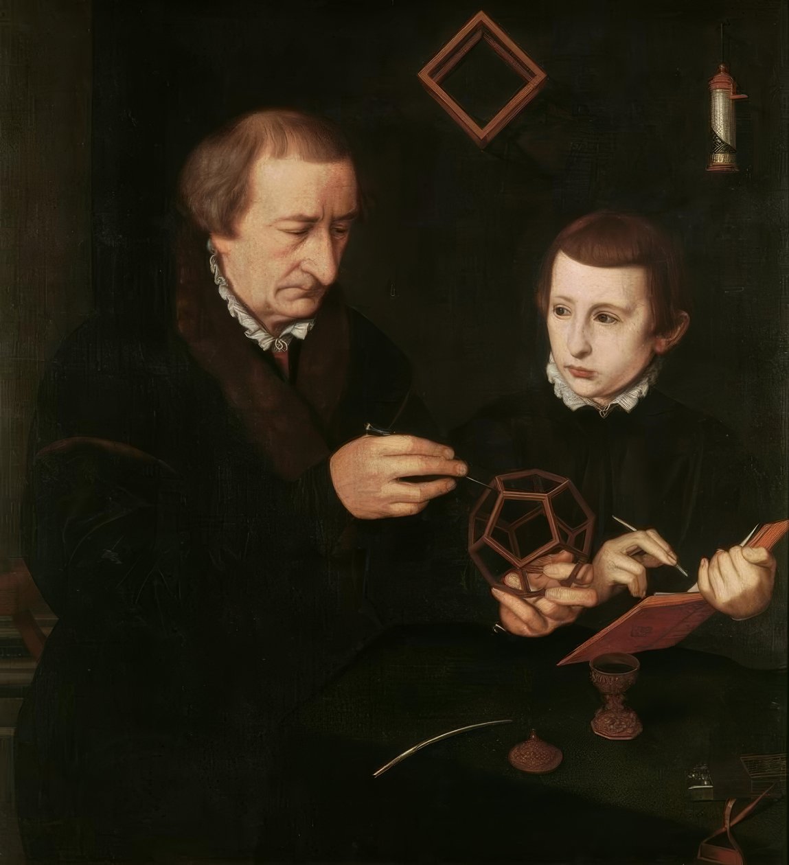 Johannes Neudörfer met zijn zoon door Nicolas Neufchatel