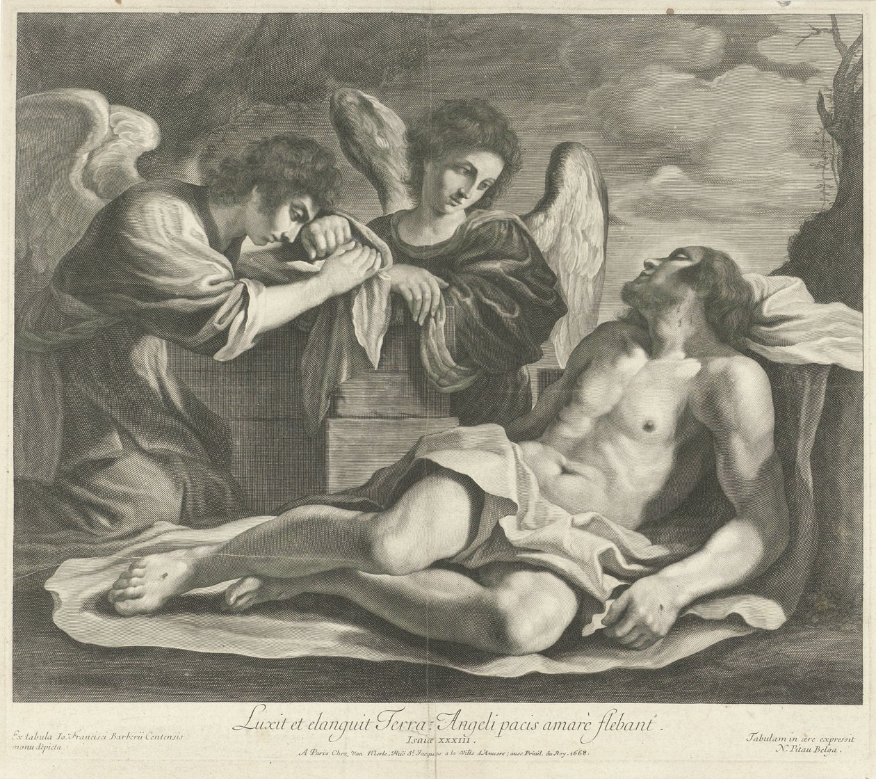 Bewening van Christus door engelen door Nicolas Pitau (I)