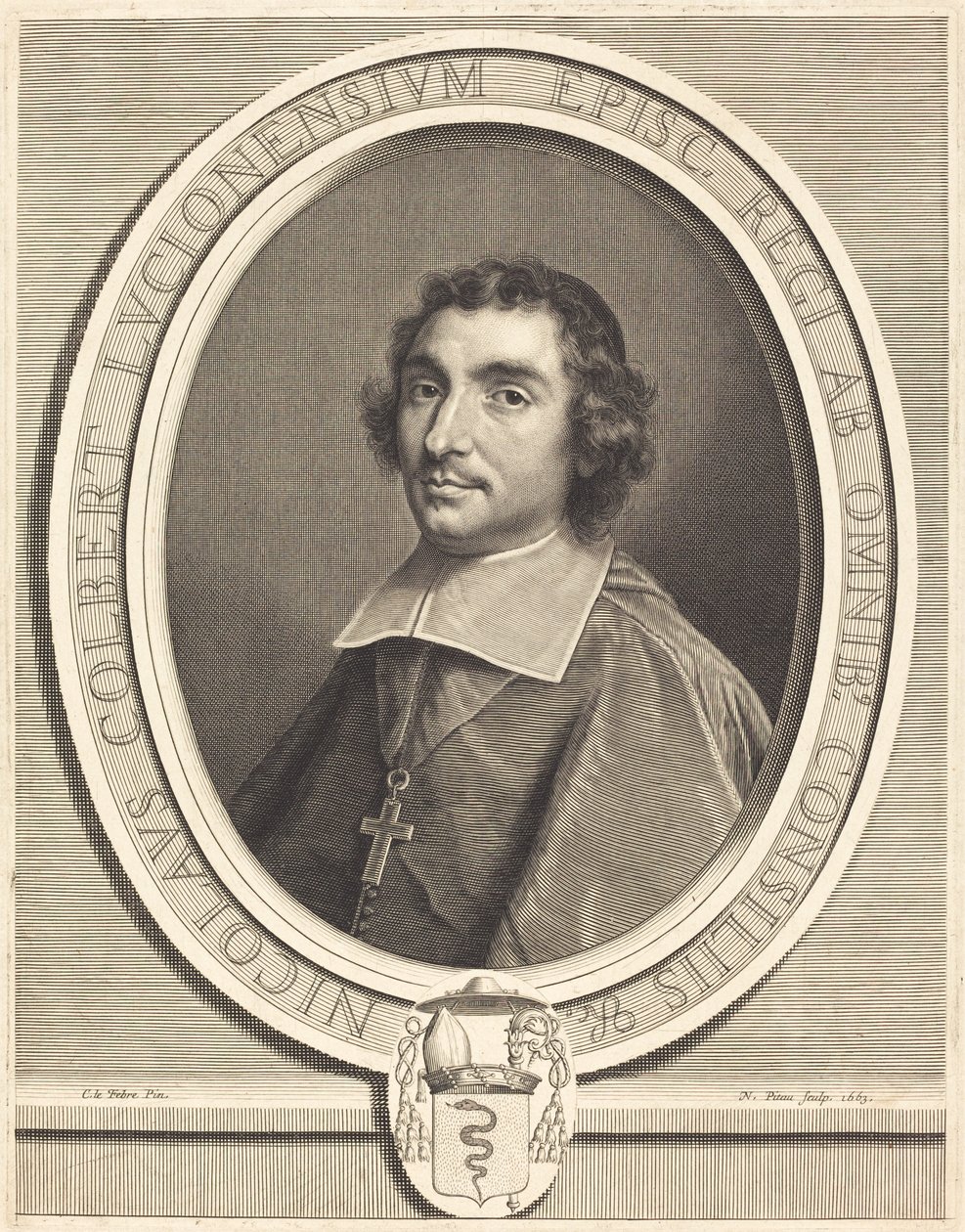 Nicolas Colbert door Nicolas Pitau I after Claude Lefebvre