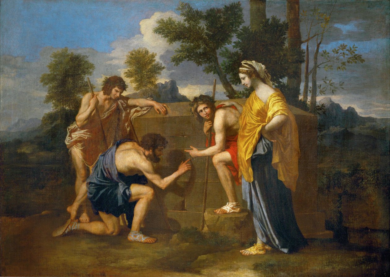Herders in Arcadië (Et in Arcadia ego) door Nicolas Poussin