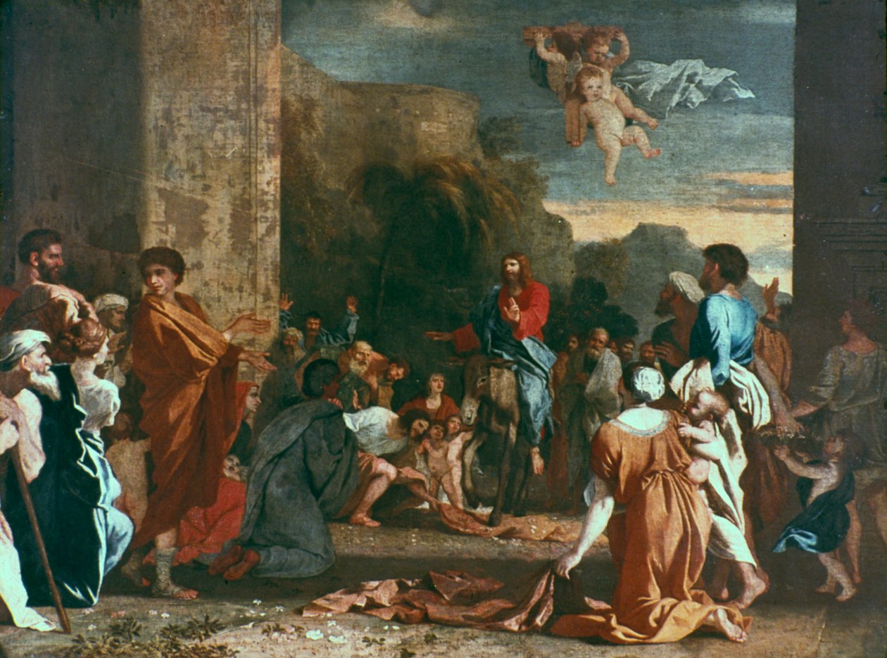 Jezus betreedt Jeruzalem, ca. 1630 door Nicolas Poussin