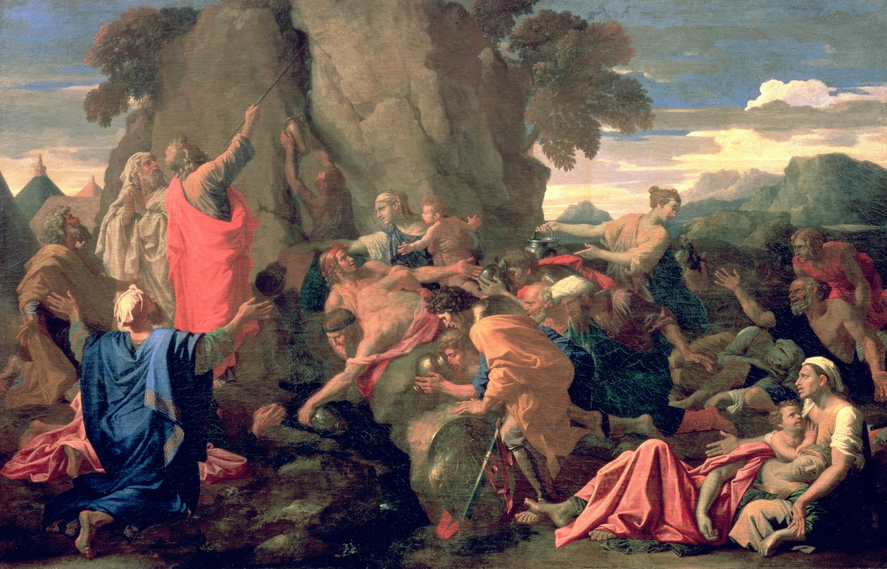 Mozes Slaat Water uit de Rots door Nicolas Poussin