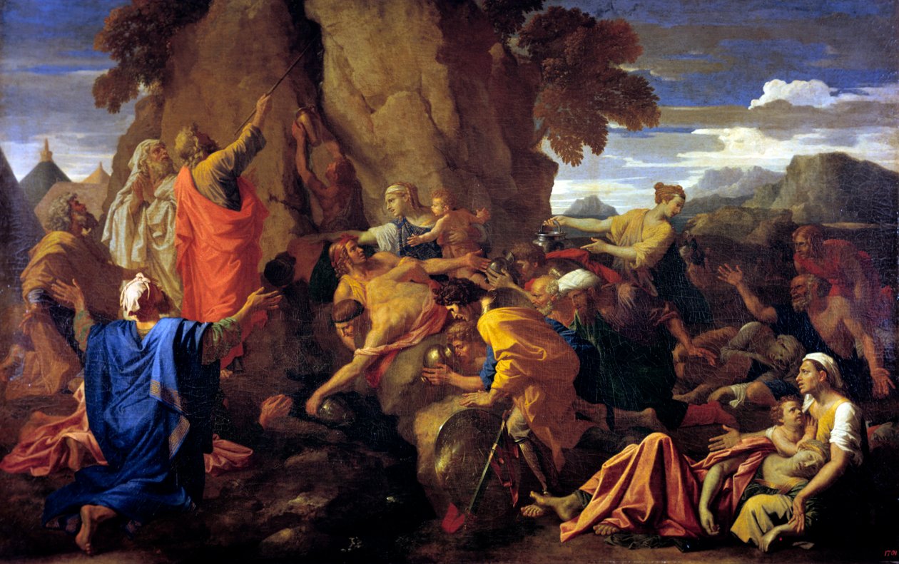 Mozes slaat op de rots, 1649 door Nicolas Poussin