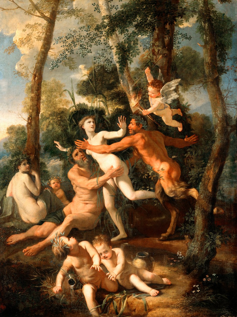 Pan en Syrinx door Nicolas Poussin