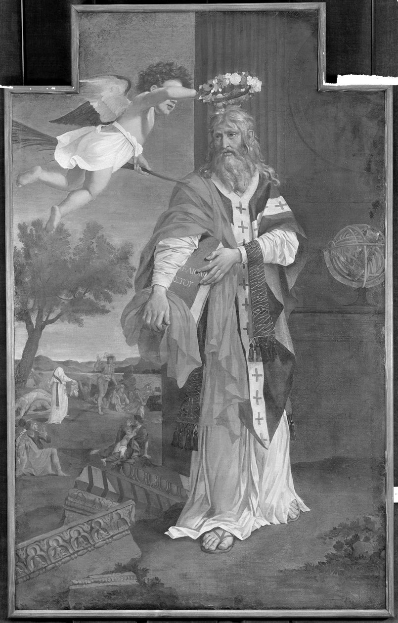 St. Denis gekroond door een engel door Nicolas Poussin