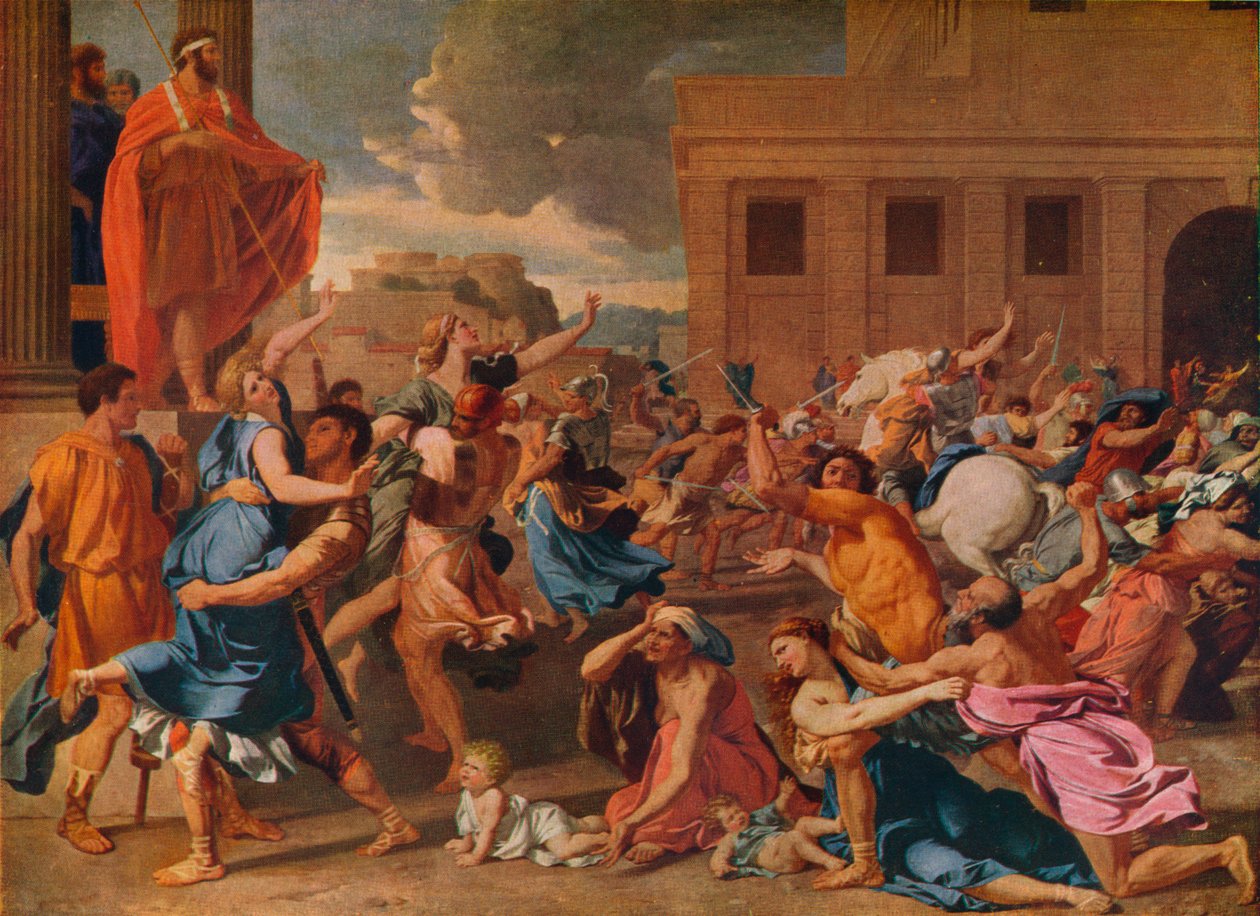 De ontvoering van de Sabijnse vrouwen, ca. 1633 door Nicolas Poussin