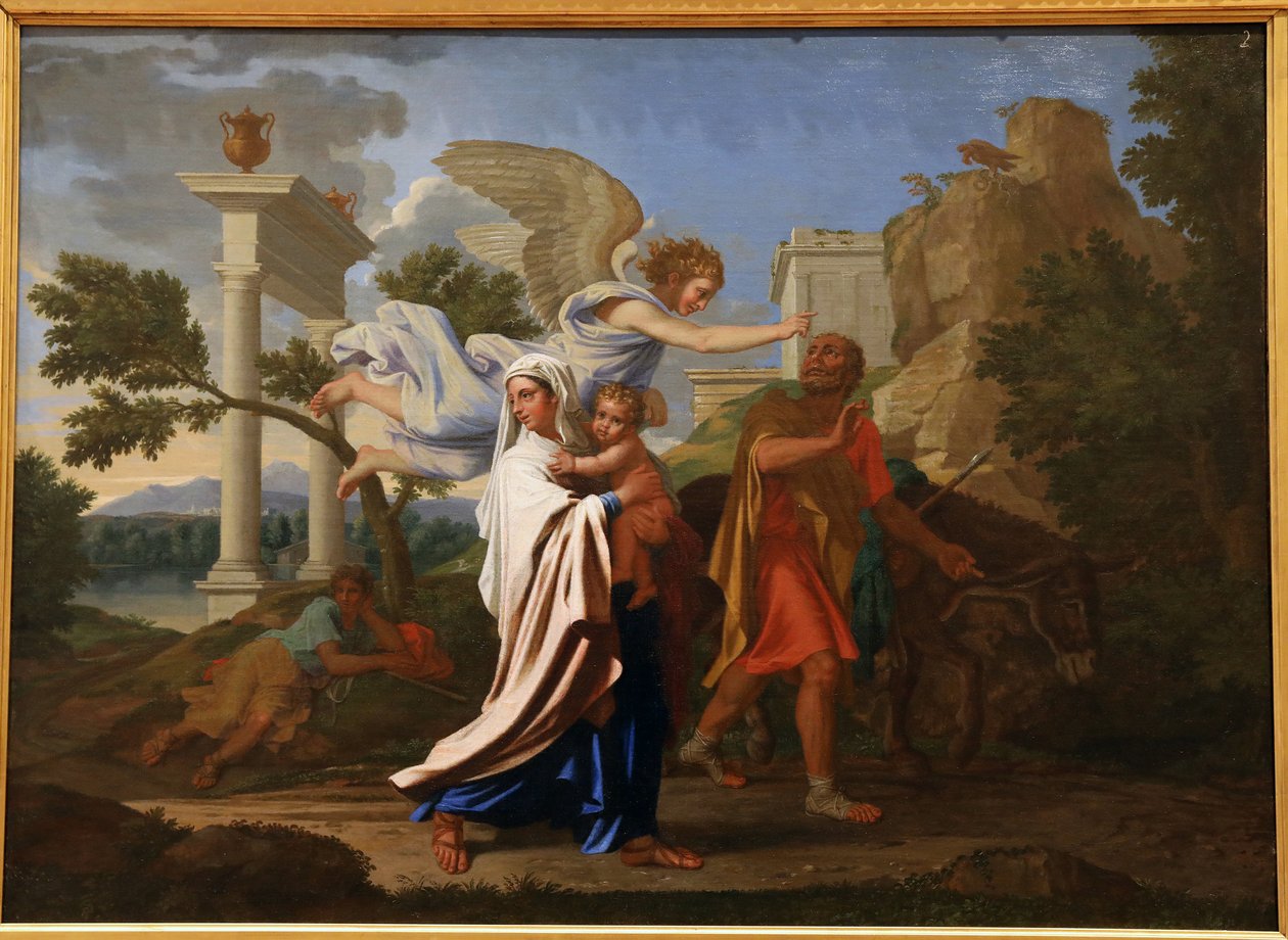 De vlucht naar Egypte, 1657 door Nicolas Poussin