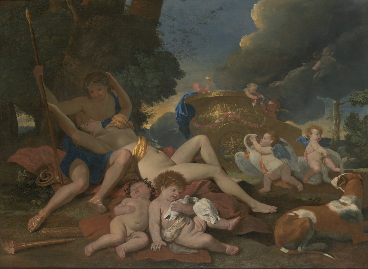 Venus en Adonis door Nicolas Poussin