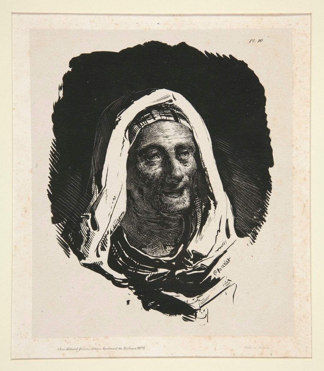Hoofd van een oude vrouw door Nicolas Toussaint Charlet