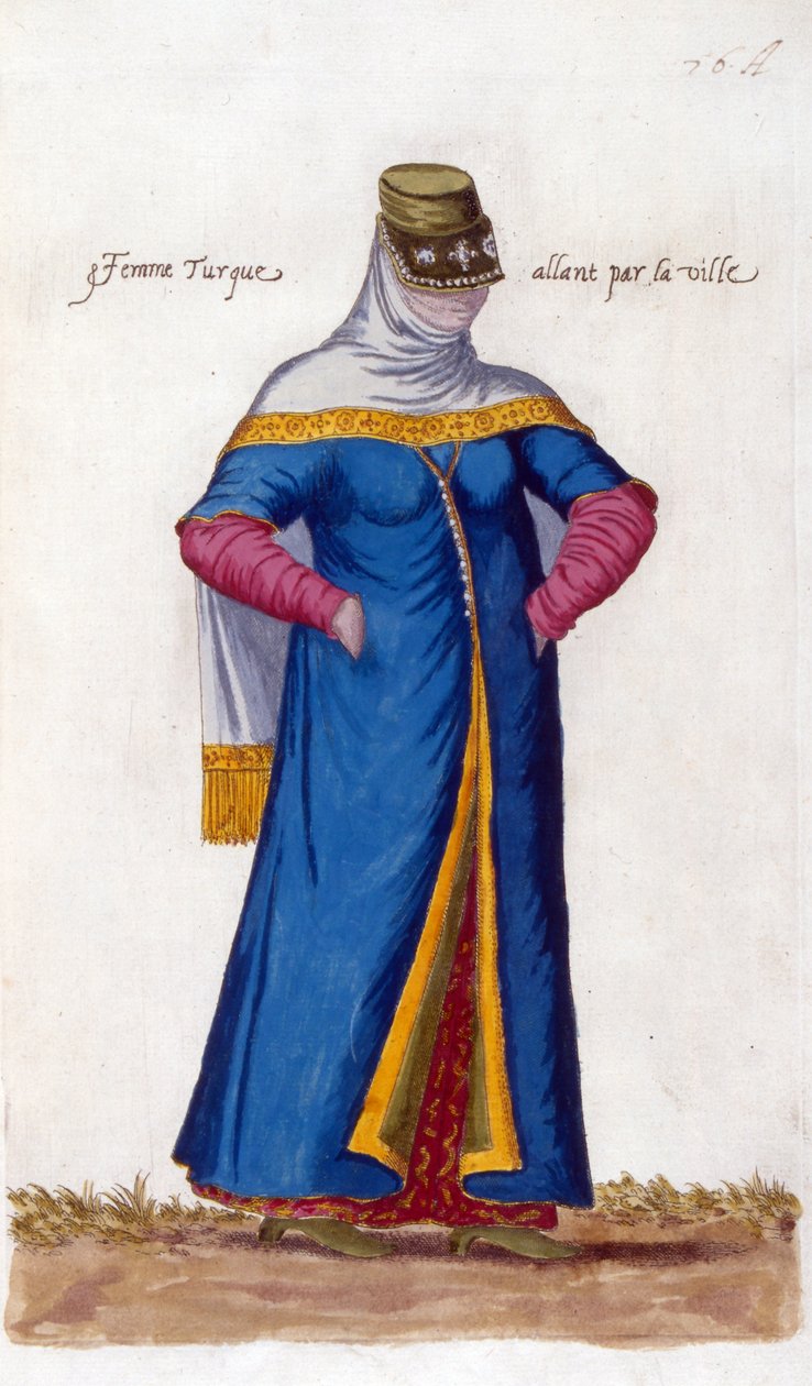 Turkse vrouw met Niquab (illustratie) door Nicolas de Nicolay