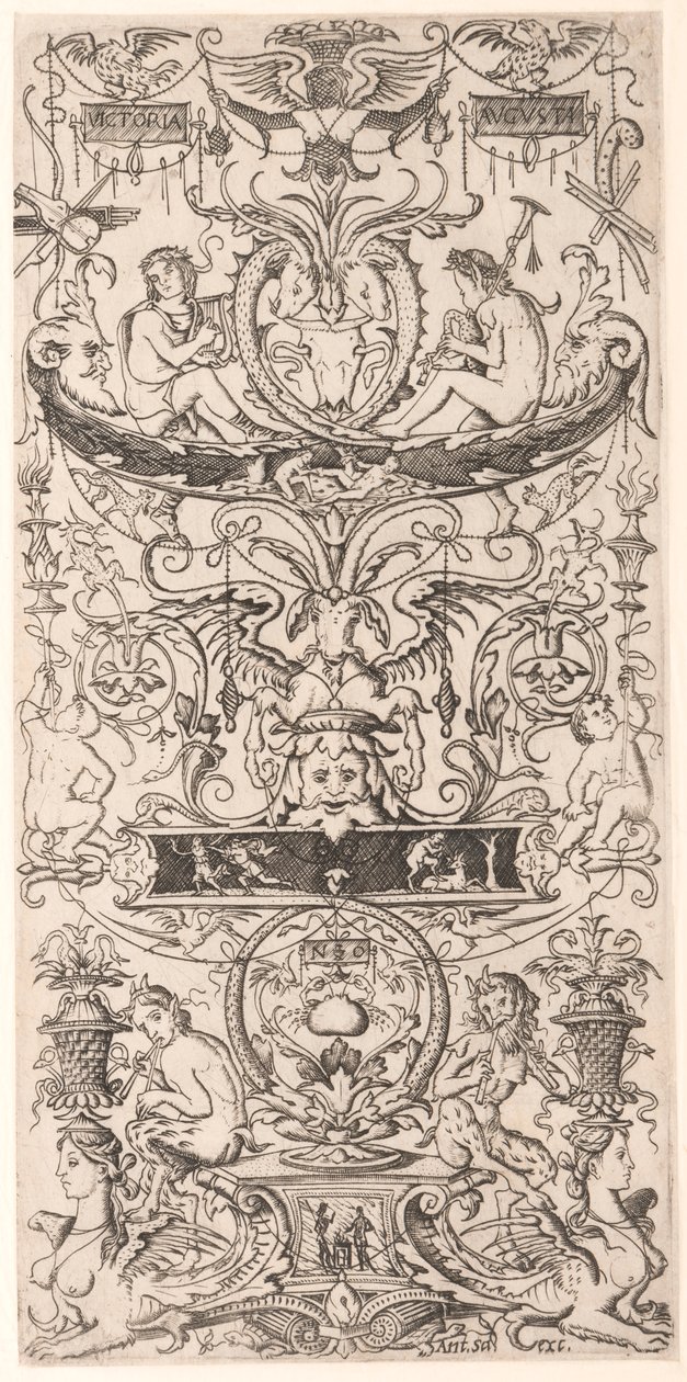 Ornamentpaneel met opschrift "Victoria Augusta" door Nicoletto da Modena