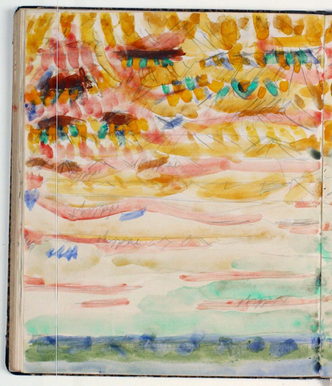 Landschapsstudie. Kleuraanduidingen door Niels Larsen Stevns