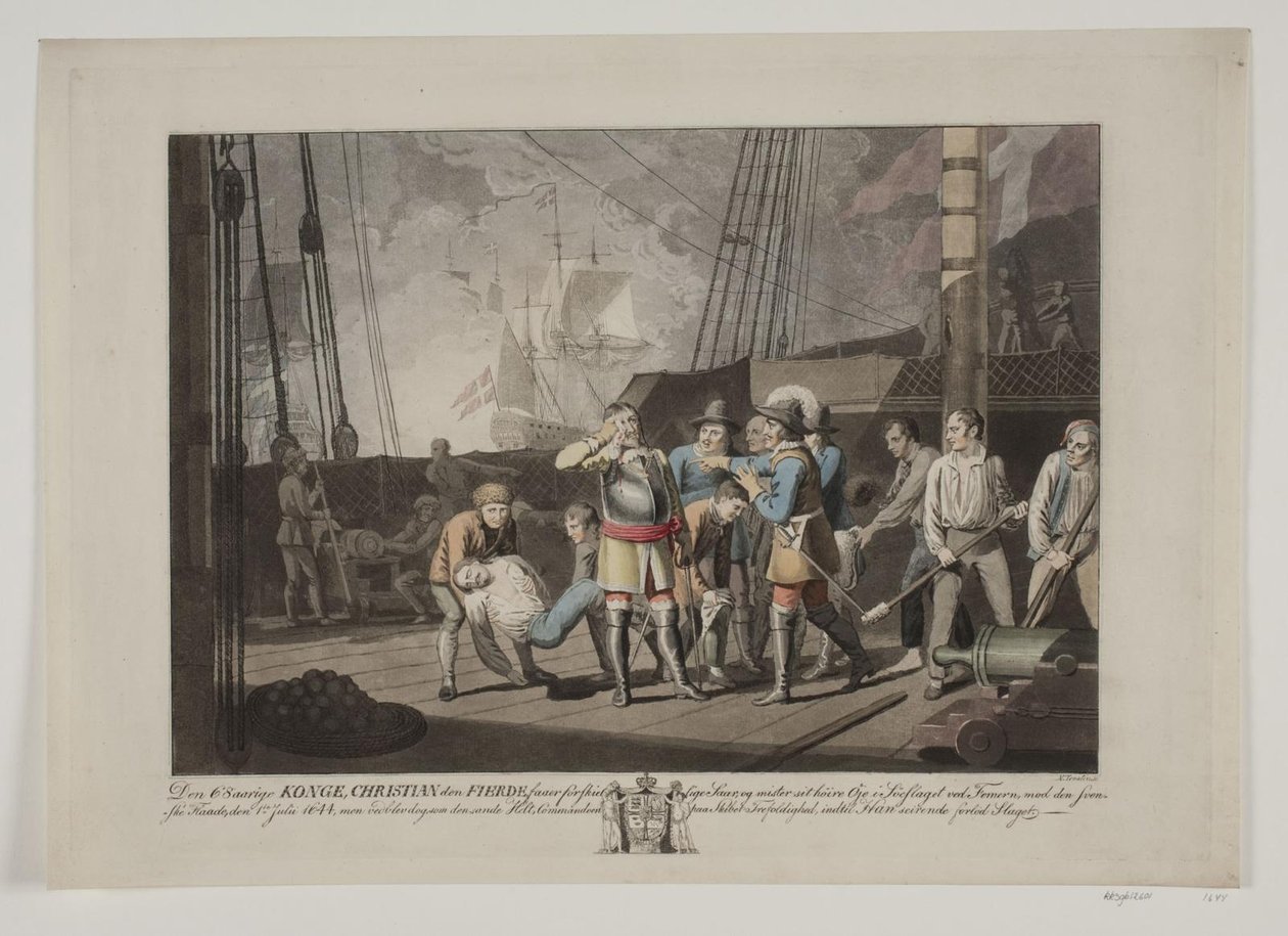 Christian IV in de zeeslag bij Femern, 1644 door Niels Truslew