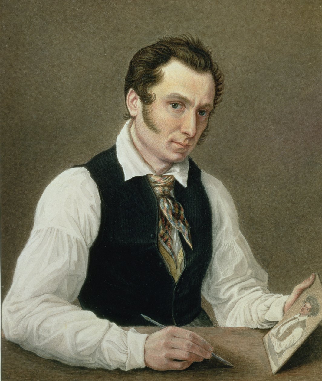 Zelfportret in Peter Prison, 1836 door Nikolai Alexandrovich Bestuzhev