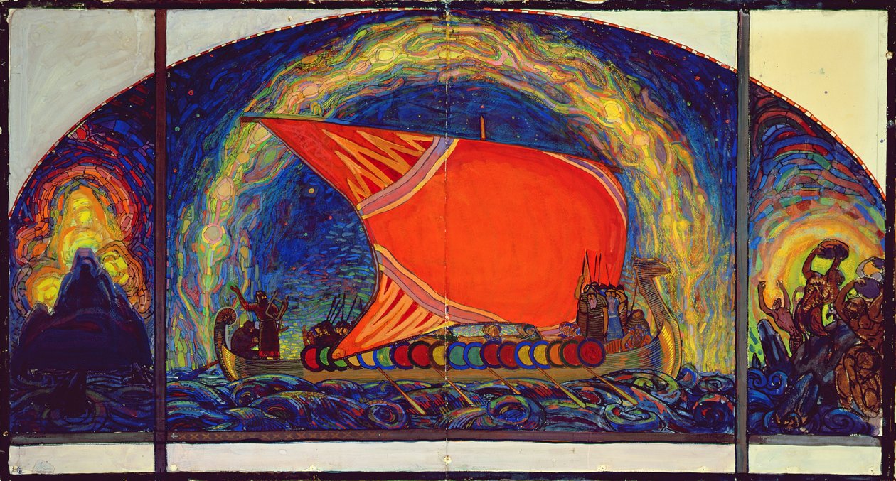 Kalevipoegs Zeilboot `Lennuk, 1910 door Nikolai Triik