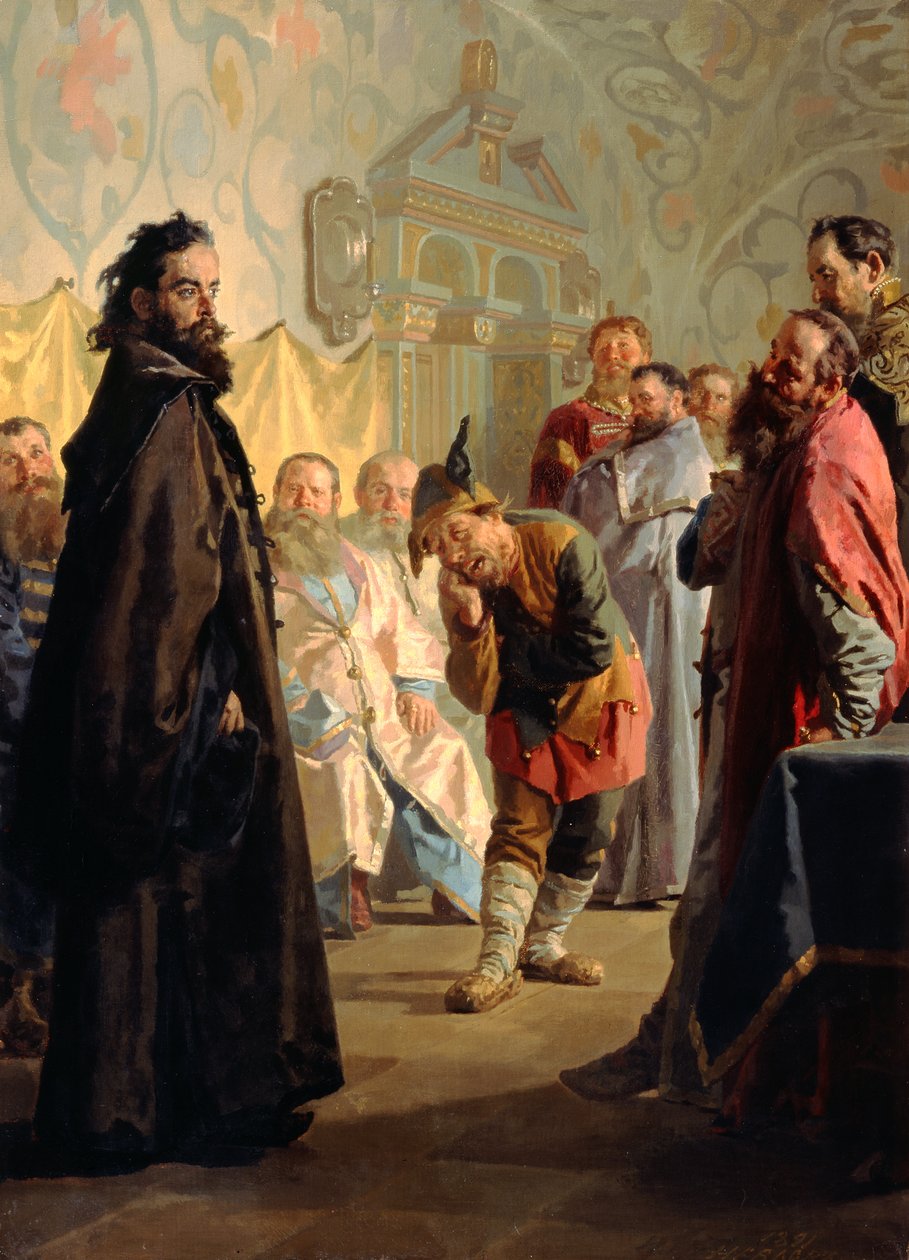 De Gedegradeerde Bojaar en een Nar, 1891 door Nikolai Vasilievich Nevrev