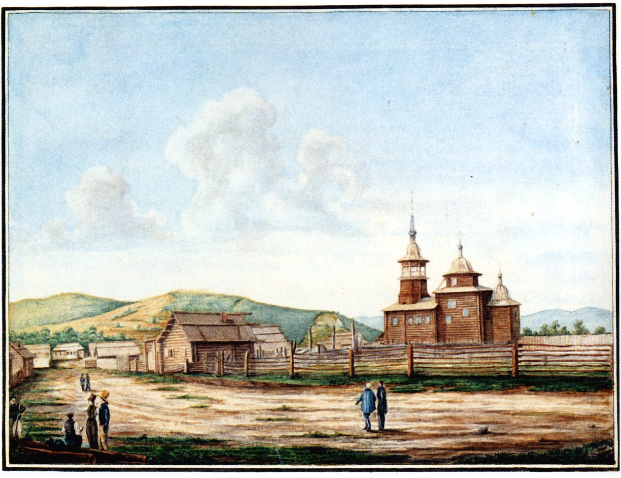 Kerk in Chita, 1829-1839 door Nikolai Alexandrovich Bestuzhev