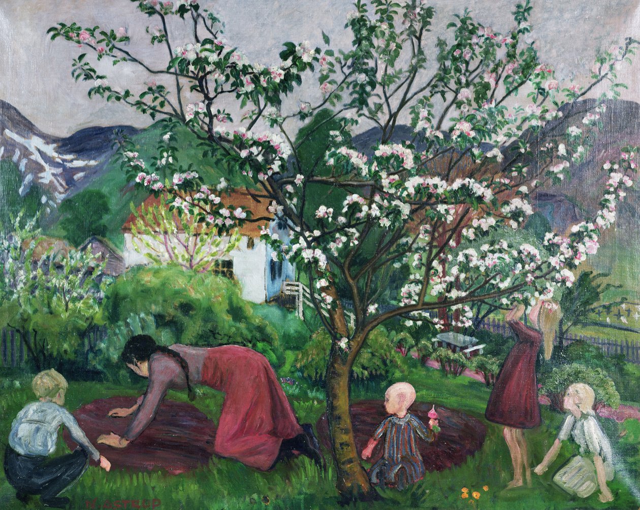 In de tuin, c.1914-15 door Nikolai Astrup