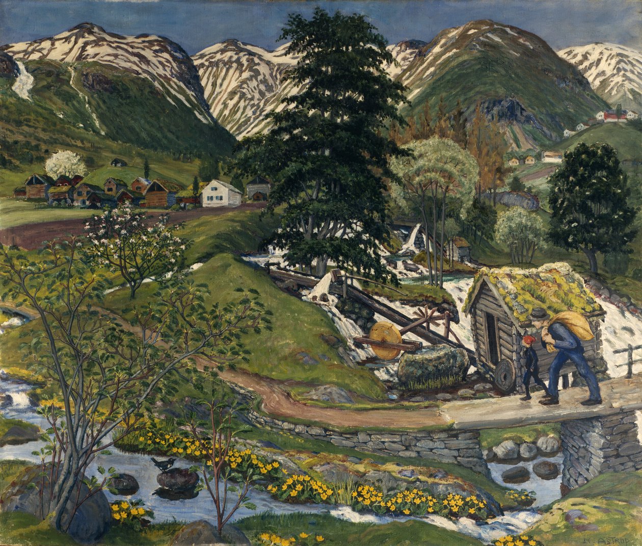 Kvennagong en Jølsterhof door Nikolai Astrup