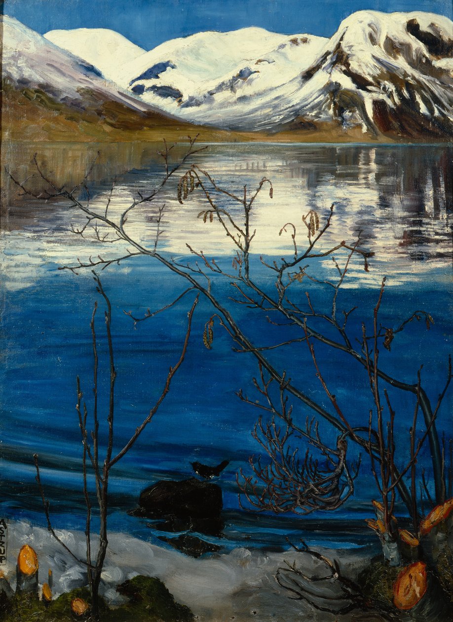 Maart stemming bij Jølstermeer door Nikolai Astrup