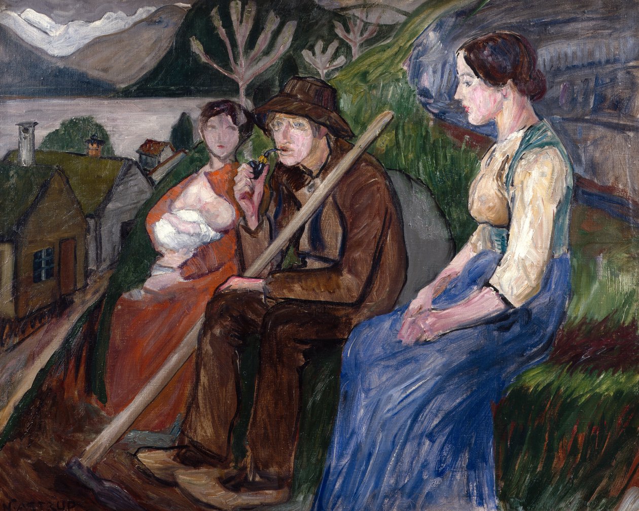 Zelfportret thuis (op de binnenplaats) door Nikolai Astrup