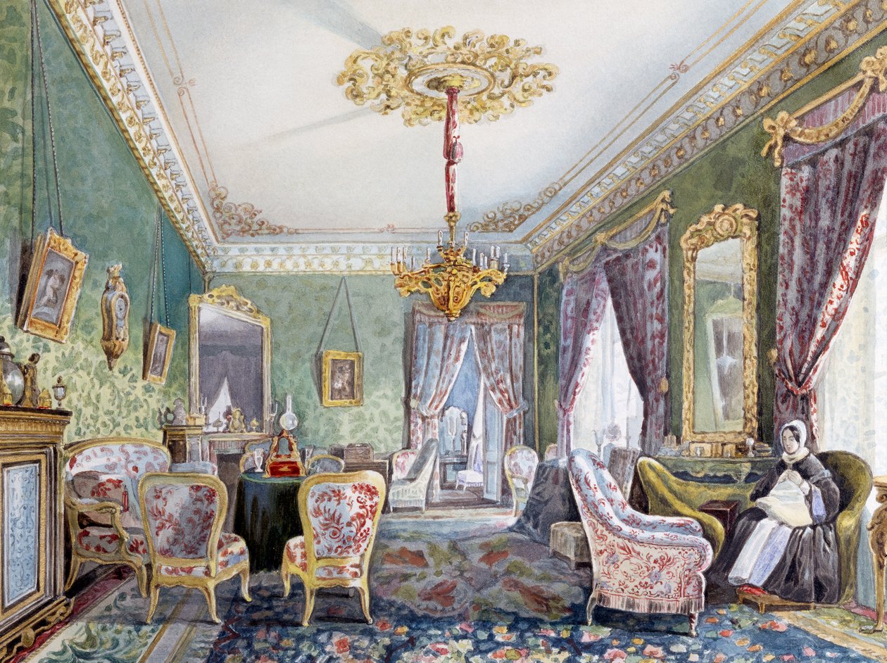 Huisinterieur in Sint-Petersburg door Nikolai Ivanovich Tichobrazov