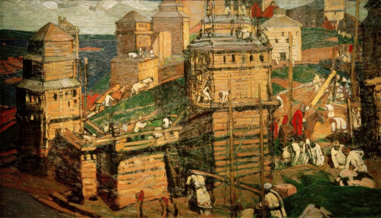 Bouw van een stad door Nikolai Konstantinowitsch Roerich