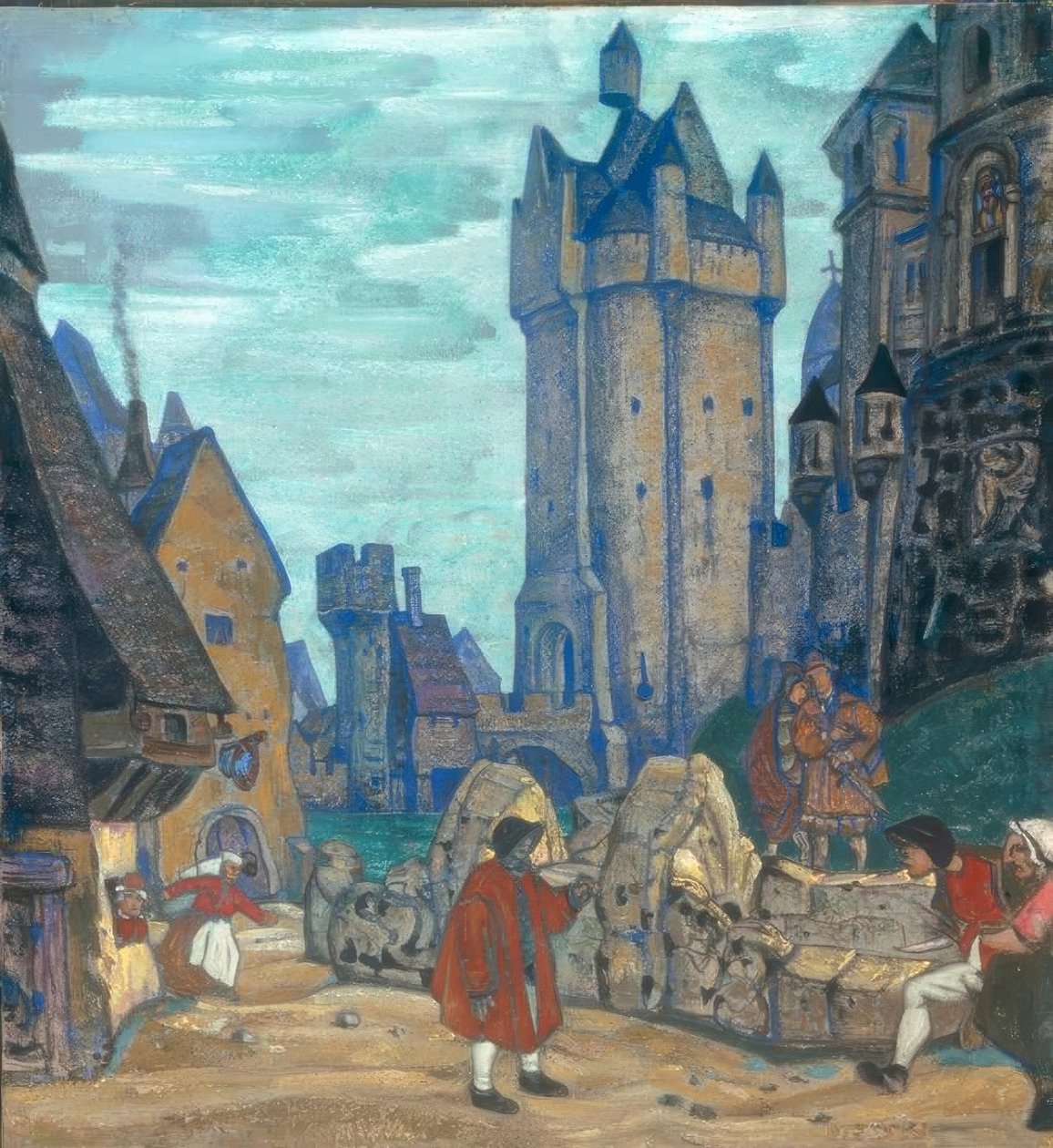 Voor het kasteel door Nikolai Konstantinowitsch Roerich