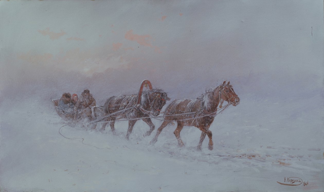Sneeuwstorm, 1901 door Nikolai Nikolayevich Karasin