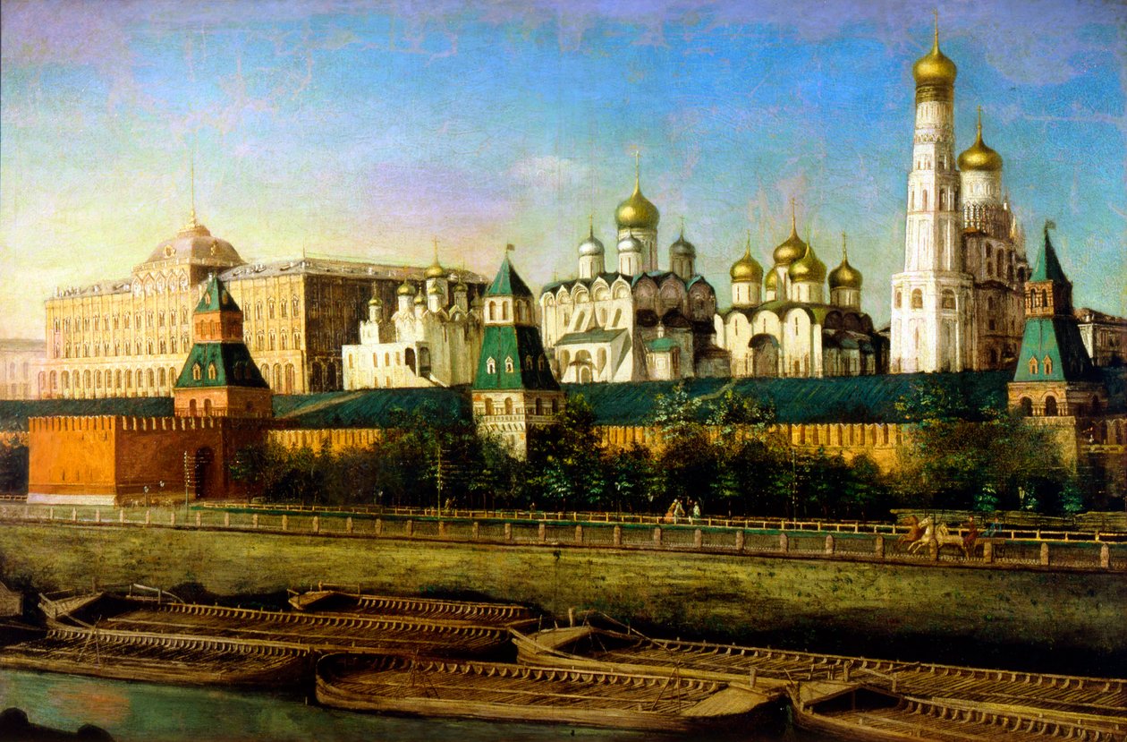 Uitzicht op het Kremlin van Moskou, 19e eeuw door Nikolai Podklyuchnikov