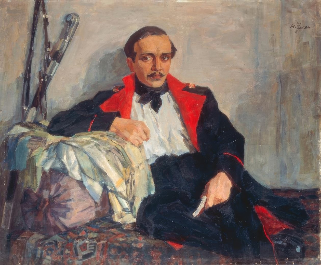 Portret van de Dichter Michail J. Lermontow door Nikolaj Pawlowitsch Uljanow