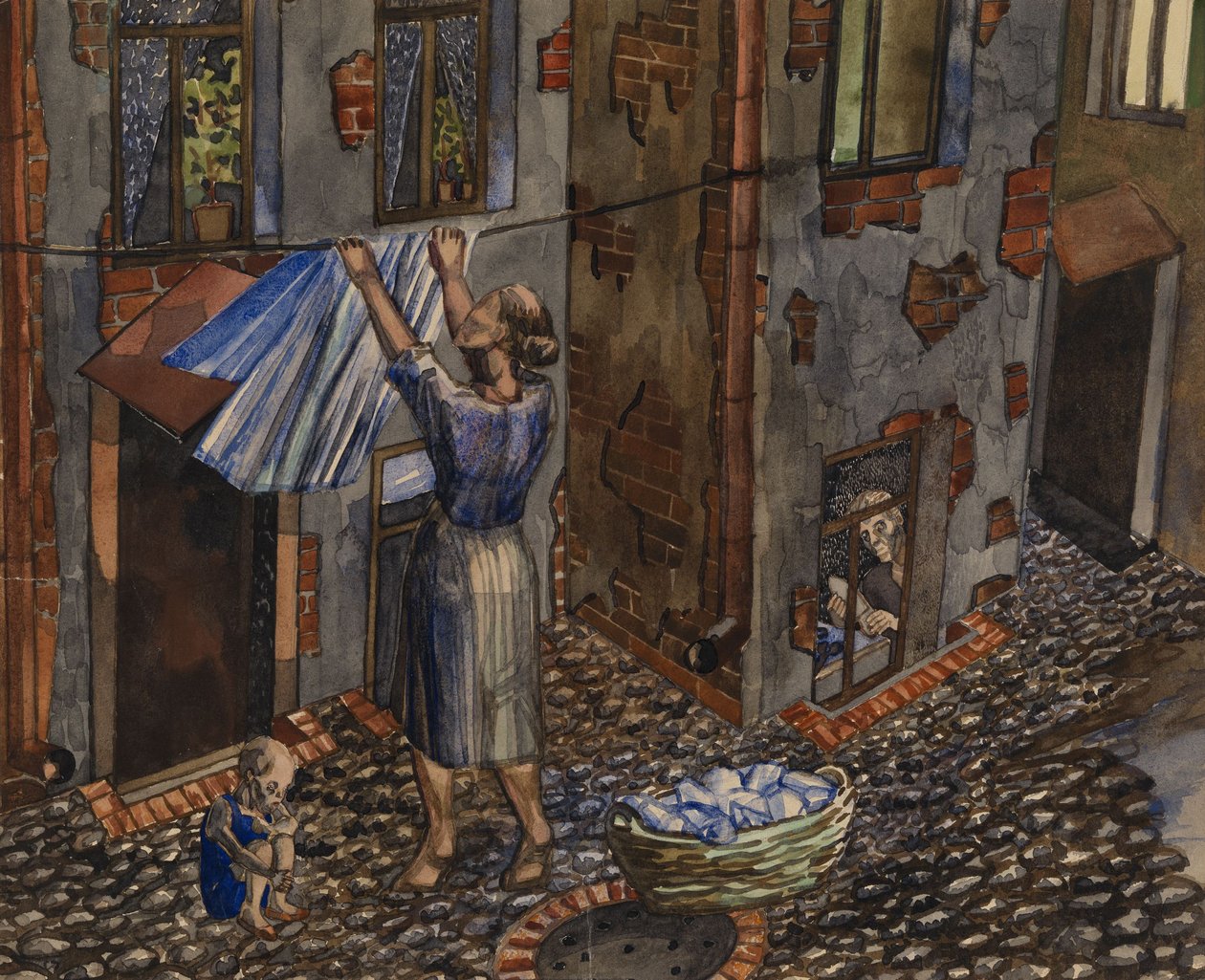 Oude binnenplaats, 1930 door Nikolay Ivanovich Evgrafov