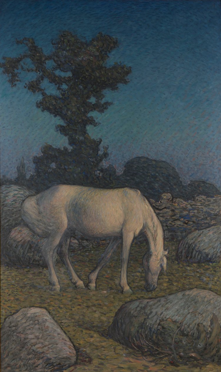 Wit paard in de schemering door Nils Kreuger