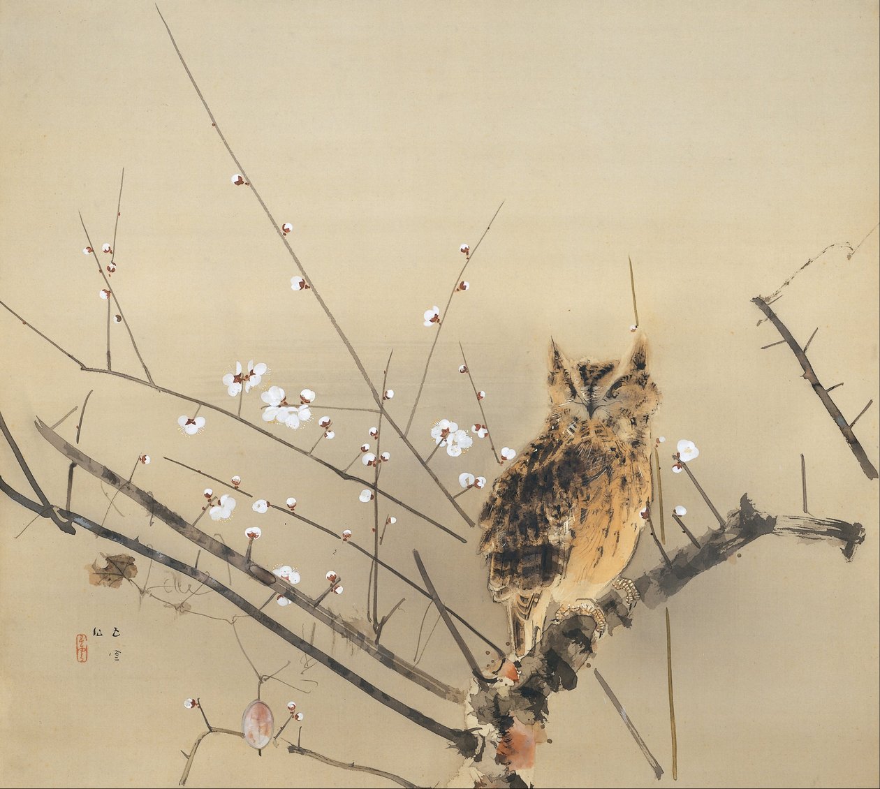 Vroege pruimenbloesems door Nishimura Goun