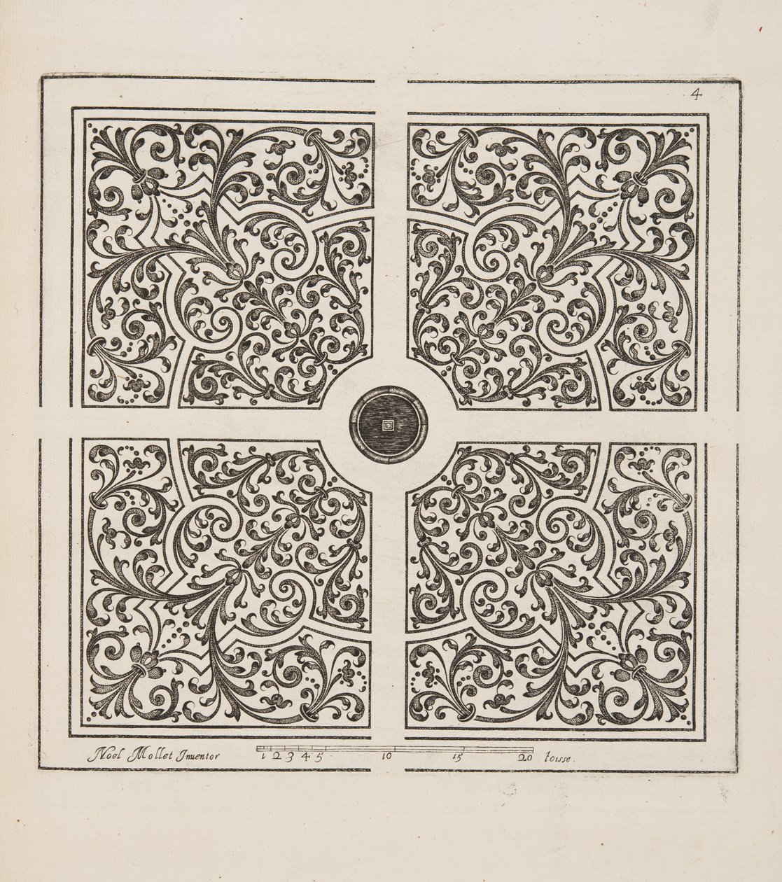 Ontwerp voor Parterre, uit Theatre des Plans et Jardinages, uitgegeven 1652 door Noel Mollet