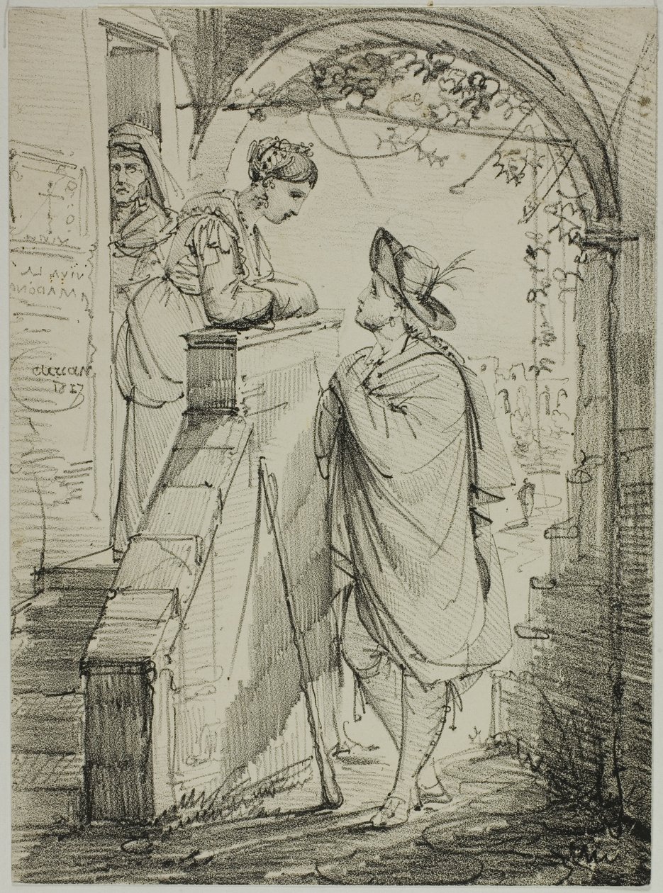 Vrouw en man in gesprek door Noel Thomas Joseph Clerian