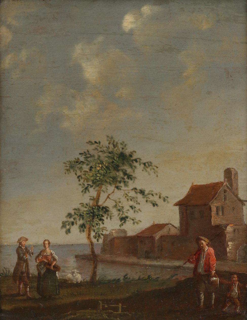 Landschap met figuratieve bezetting door Norbert Grund