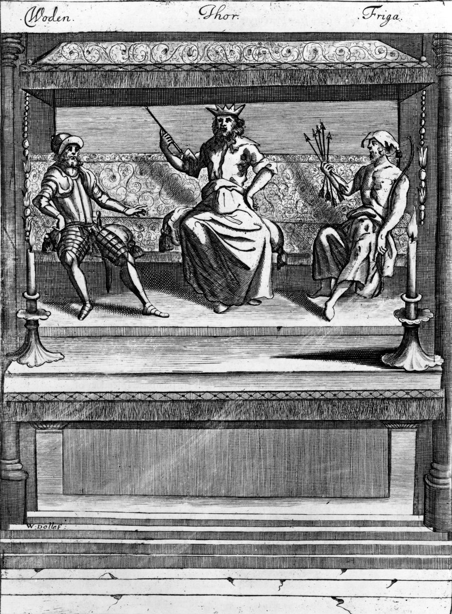 Woden, Thor en Friga, 1670-1680 door Norwegian School