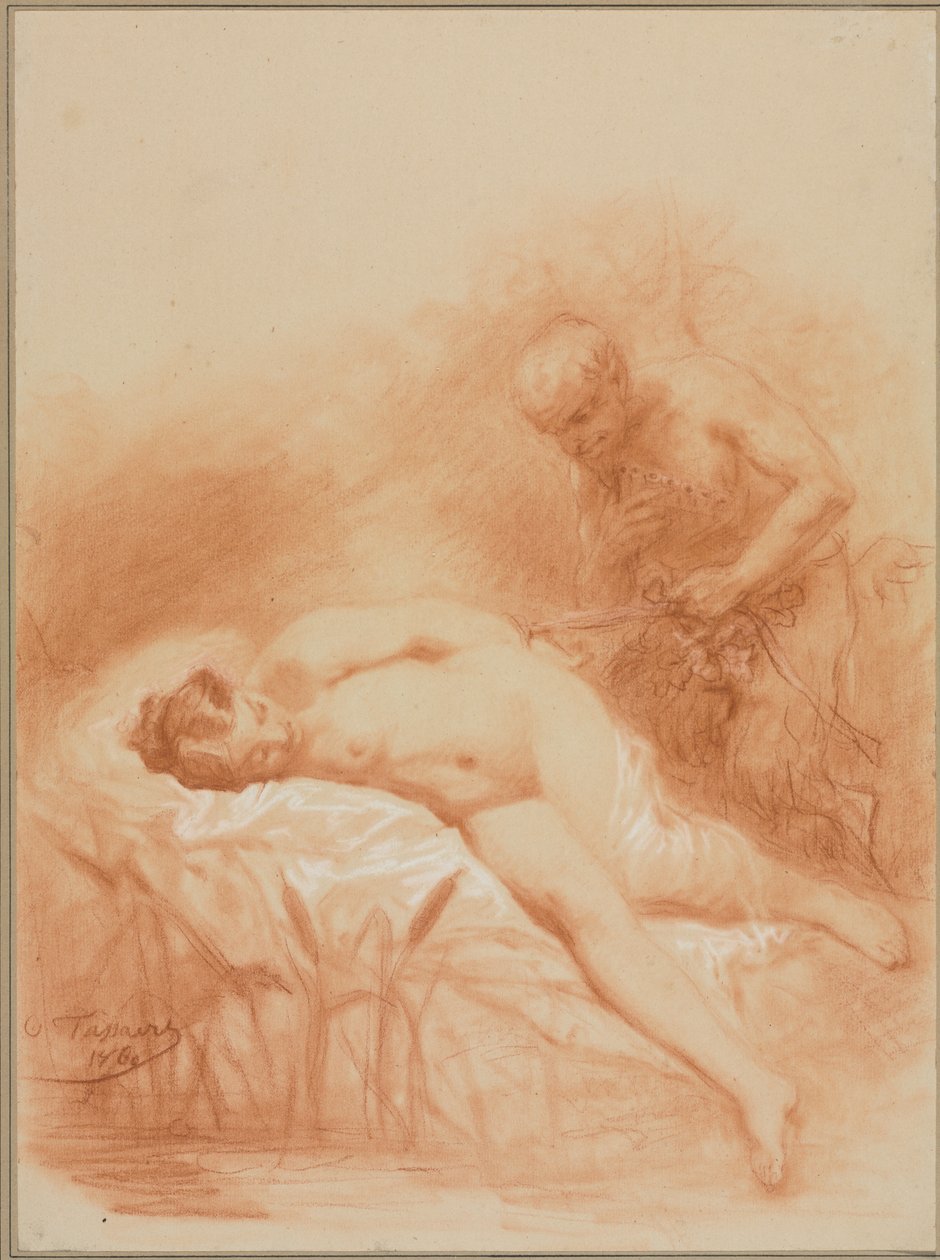 Nimf en Faun, 1800s door Octave Tassaert