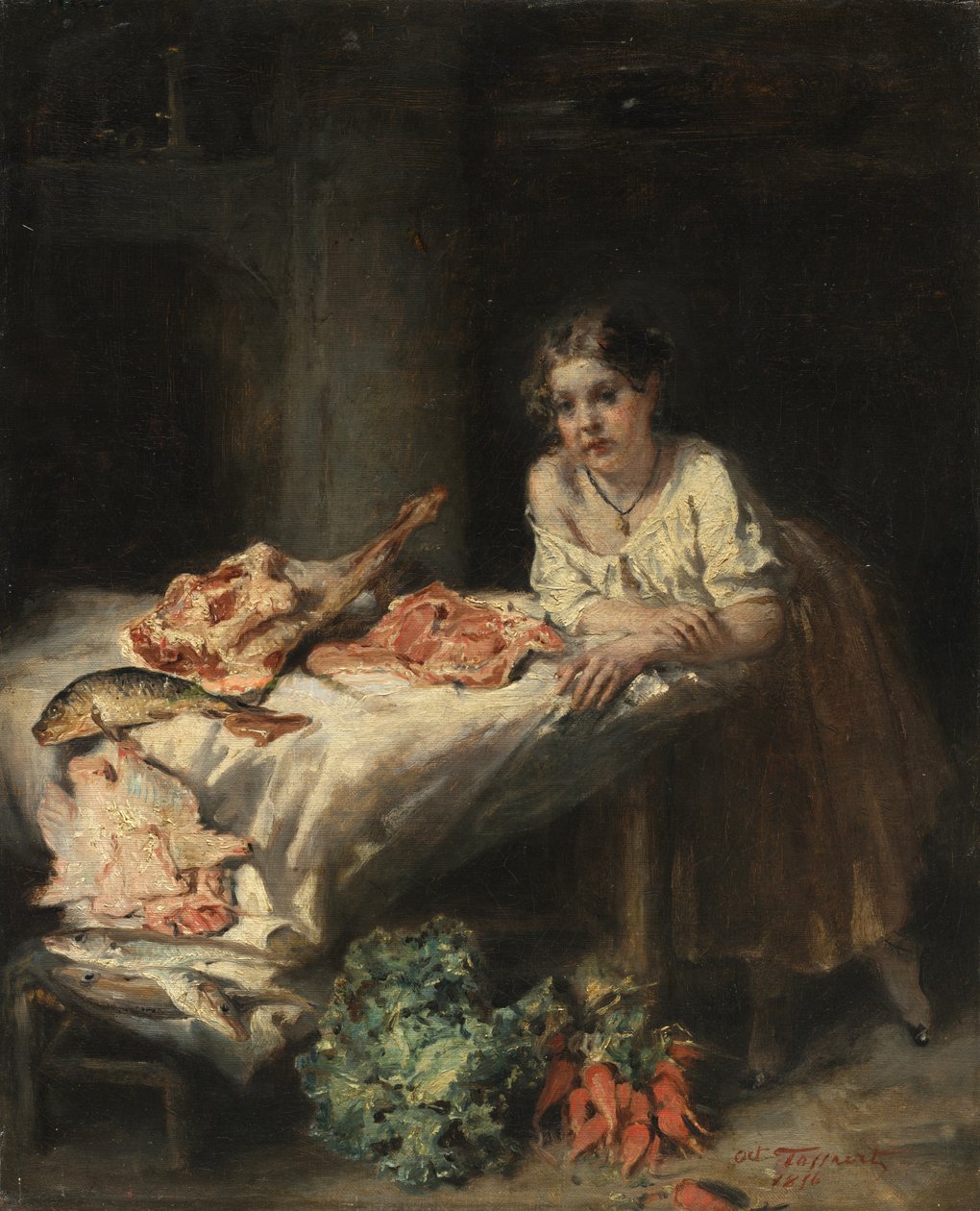 De Keuken van de Bourgeois door Octave Tassaert